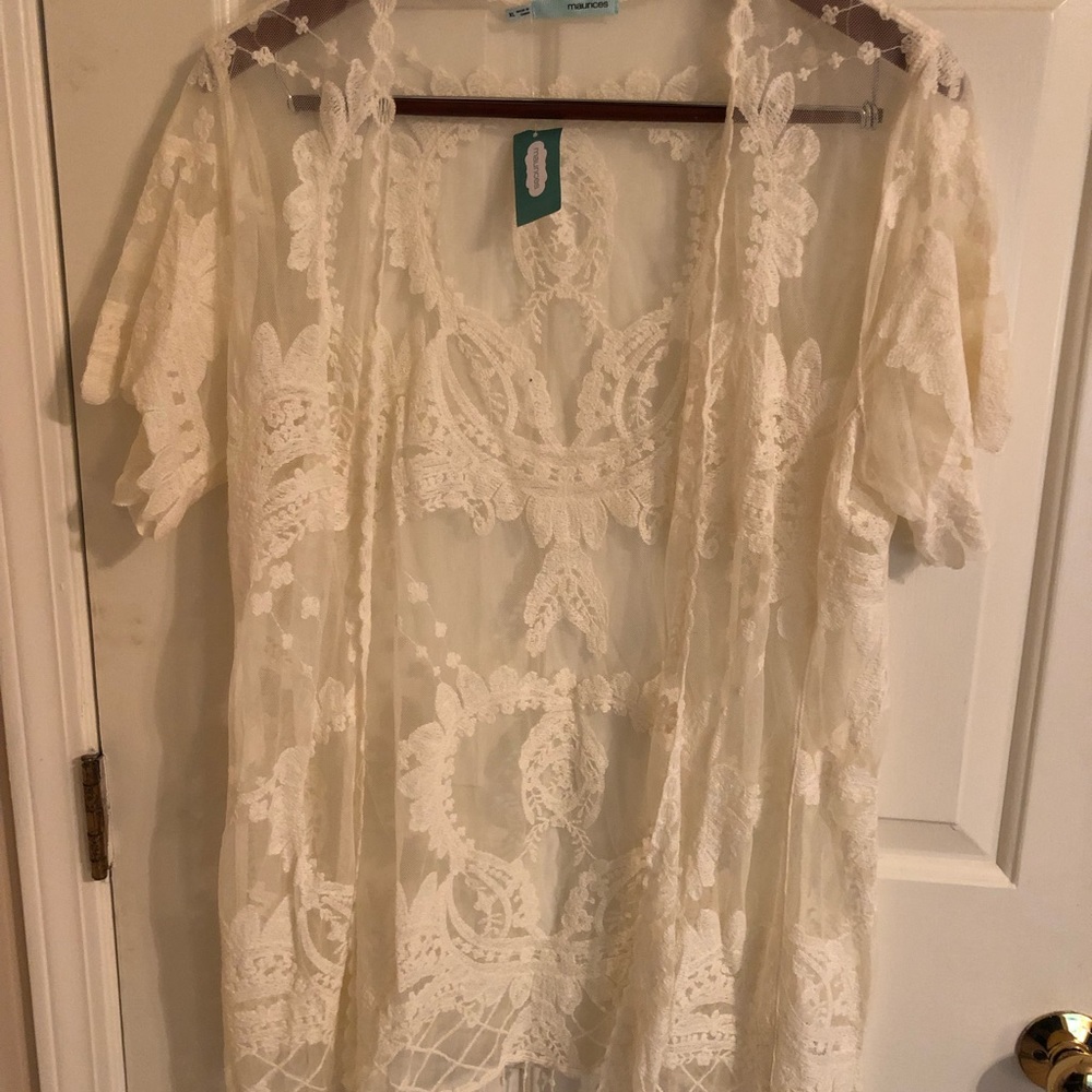 NWT lace kimono. Ivory. Sz XL